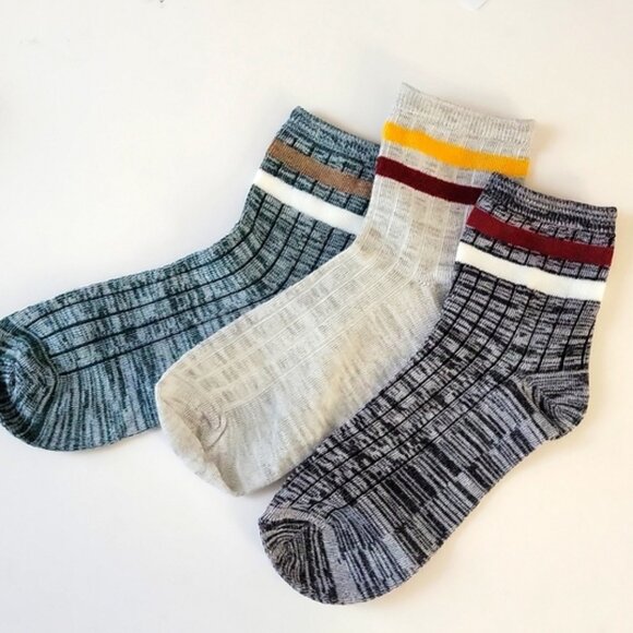 Winter Socks Stripe Tops 3 Pair Various Colors OS New - Picture 2 of 11